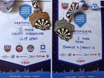 13-річний спортсмен з Шептицького здобув дві медалі на міжнародному турнірі з дартсу – 02