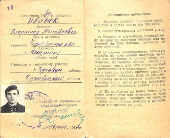Особисті документи Володимира Івасюка
