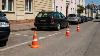 На Львівщині водійку оштрафували за «бронювання» паркомісця конусами