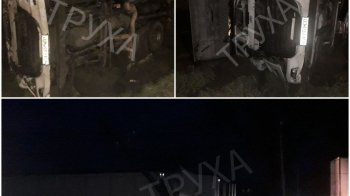 Під Львовом сталася ДТП: вантажівка перекинулась на бік