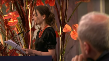 Олександра Матвійчук під час вручення Нобелівської премії