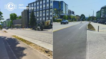 Працюють вночі: на нещодавно відремонтованій вулиці Шевченка наносять дорожню розмітку