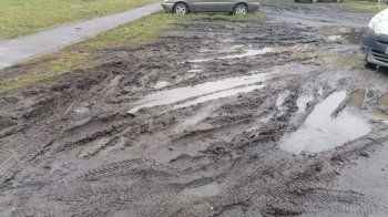 З кожним днем все гірше: львів’яни нарікають на місиво з болота, яке утворили на місці газону