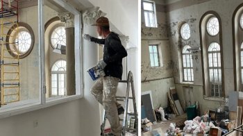 Ремонтні роботи в синагозі.