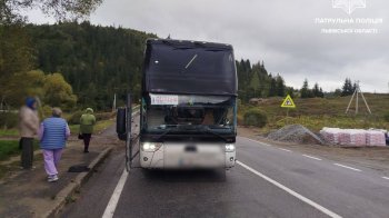Туристичний автобус зіткнувся з вантажівкою: на Львівщині перекрили трасу Київ—Чоп