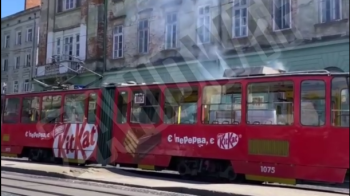 Через пожежу у трамваї був заблокований рух транспорту в центрі Львова