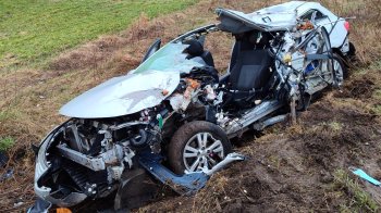 Автомобіль Toyota Avensis після зіткнення з деревом на Львівщині