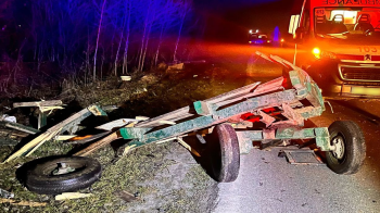 Наслідки зіткнення Mercedes-Benz та гужової підводи. Фото: Нацполіція