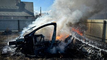 Через пожежу сухостою на Львівщині повністю згоріла Tesla