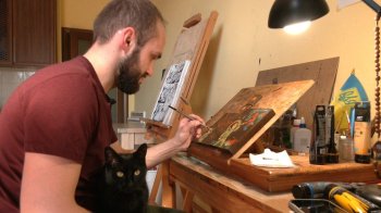 «У мене завжди була спрага до експерименту»: львівський художник малює ікони зі святими у військовій формі