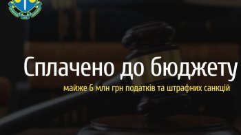 До бюджету області донарахували податків та штрафів майже на 6 млн грн