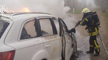 У селі Дрогобицького району згорів автомобіль преміум-класу (фото)