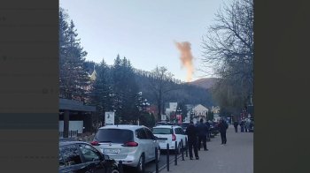 Дим від збитої ракети в Яремче