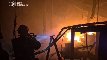 Майже 50 рятувальників гасили масштабну пожежу на складі в Городку