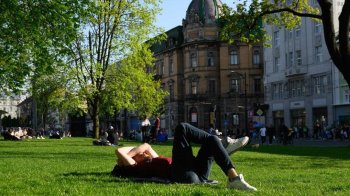 У центрі Львова покосять газони.