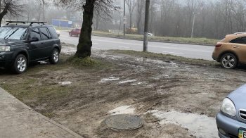 Замість трави тепер багнюка: у Львові водії знищили газон на вулиці Пасічній (фото)