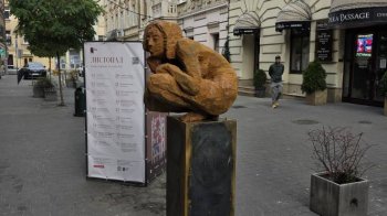В центрі Львова біля театру встановили скульптуру “Зажата”