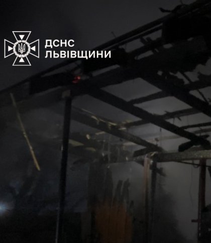 На Львівщині згоріла будівля разом із 18 сонячними панелями на даху