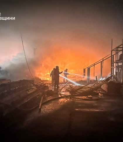 На Львівщині рятувальники п’ять годин гасили пожежу на деревообробному підприємстві