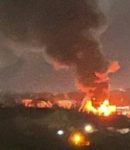 Пожежа після атаки на нафтобазу в Росії