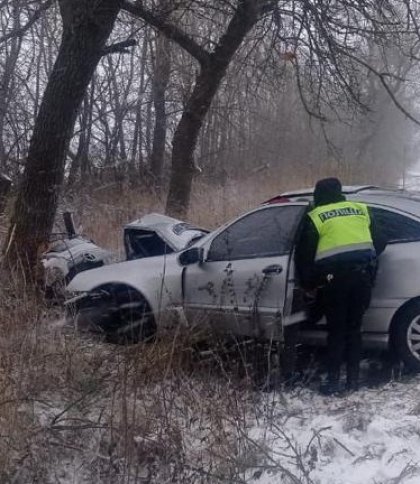 На Львівщині внаслідок зіткнення з деревом постраждали пасажири Mercedes, серед них двоє малих дітей