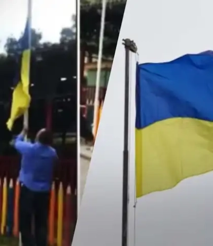 Невідомий чоловік зрива прапор України в парку