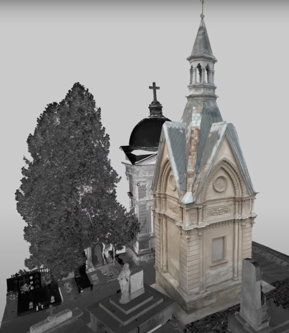 Старовинна каплиця Лодинських на Личаківському цвинтарі у 3D