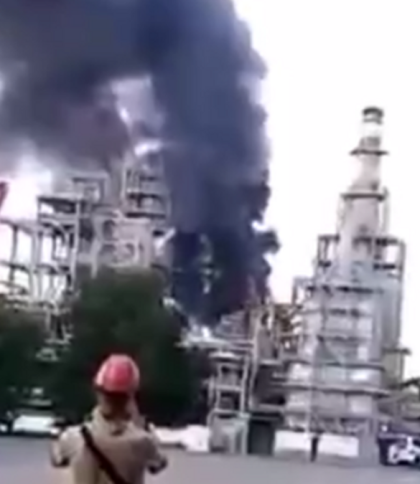 Пожежа на Новошахтинському НПЗ 22 червня 2022, скриншот з відео