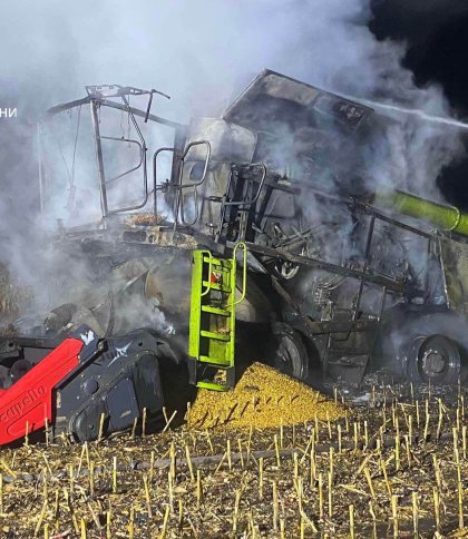 На Львівщині зайнявся комбайн: машина згоріла вщент разом із 8 тоннами кукурудзи