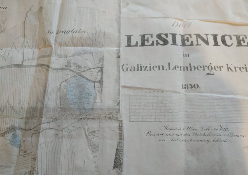 Озера у Лисиничах, позначені на карті 1850 року