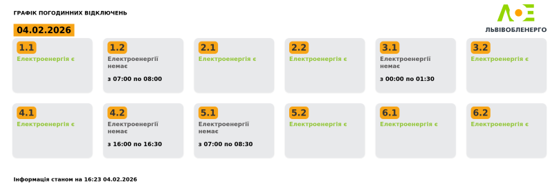 На Львівщині 4 лютого діятимуть графіки відключень: скільки не буде світла – 01