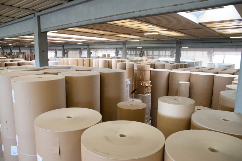 Warehouse (paper and cardoboard) in paper mill.