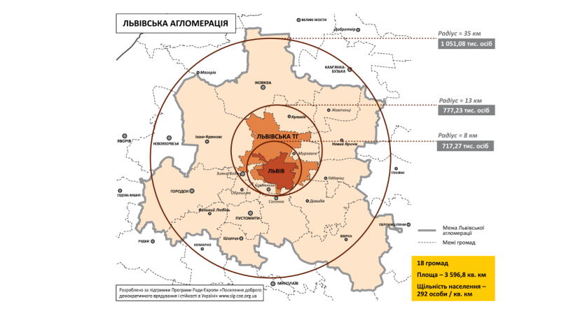 Карта Львівської агломерації