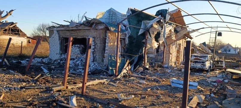 Знищений окупантами будинок в с. Новософіївка. Фото: Олександр Старух 