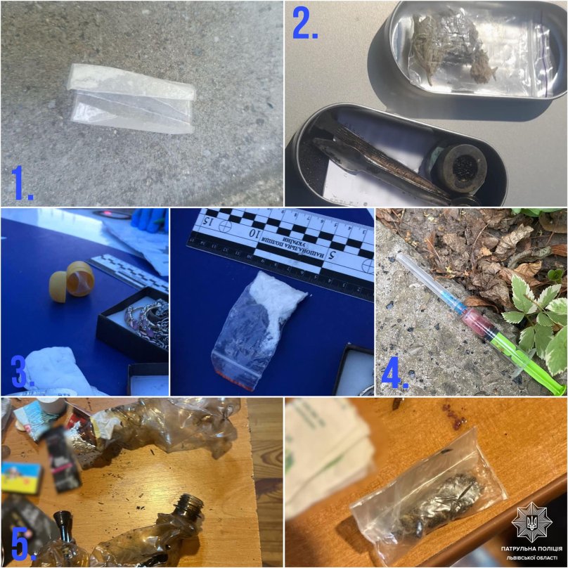  Наркотики, виявлені патрульними за вихідні, 27 та 28 липня, у Львові 