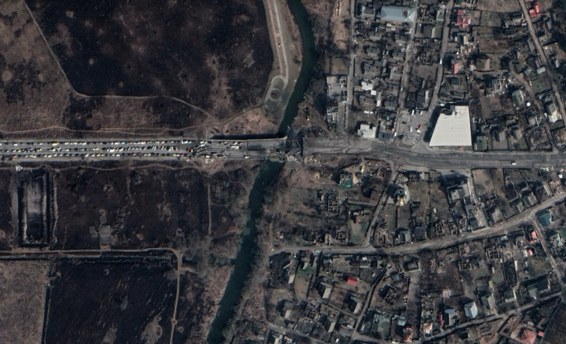 Зруйнований міст через річку Ірпінь Фото: Google