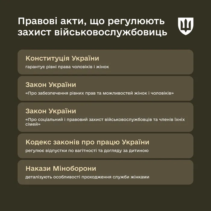 Правові акти, що регулюють захист військовослужбовиць