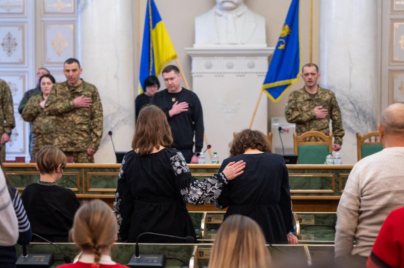 Вручення орденів «За мужність» ІІІ ступеня родинам загиблих нацгвардійців. Фото: Максим Козицький