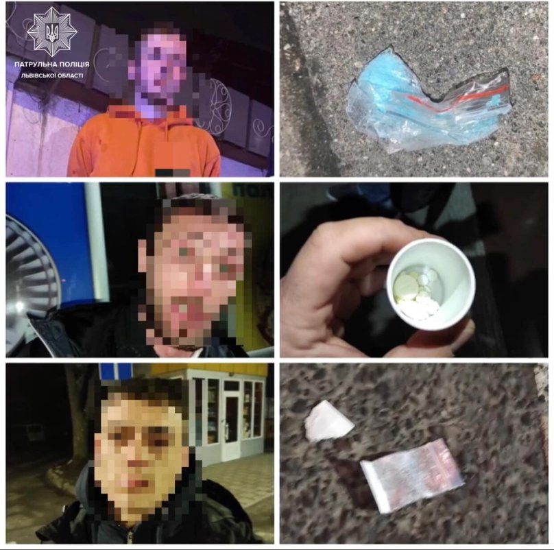 Мали при собі порошок і таблетки: львівські патрульні спіймали 4 чоловіків із забороненими речовинами – 01