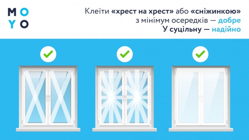 Варіанти, як заклеїти вікна скотчем. Фото: «MOYO»