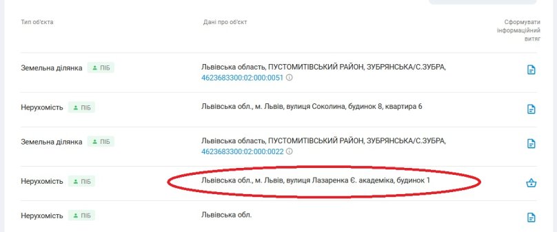 Нерухомість Юрія Дубнеивча