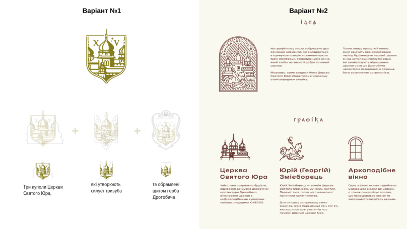 Варіанти брендування церкви Святого Юра у Дрогобичі