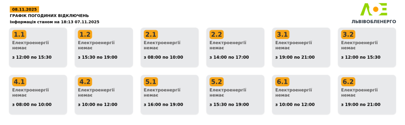 На Львівщині 8 листопада вимикатимуть світло: актуальний графік відключень – 01