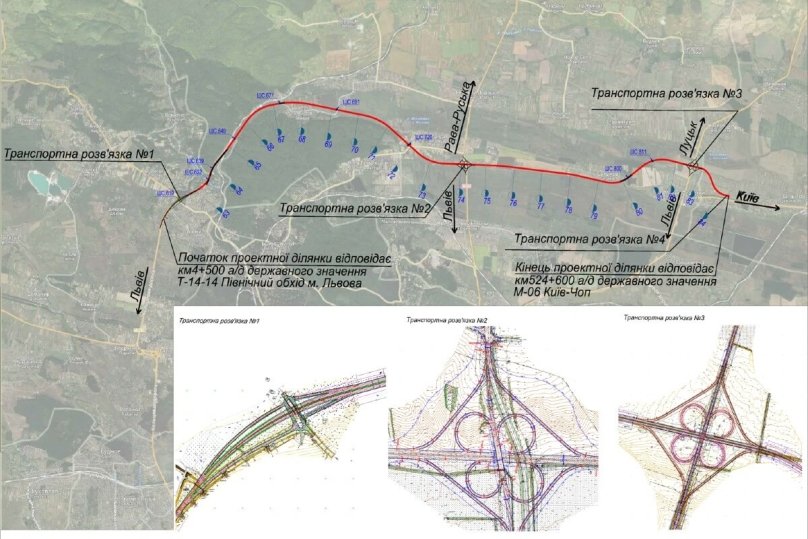 Схема північної ділянки об'їзної дороги. Візуалізація: Служба автомобільних доріг у Львівській області