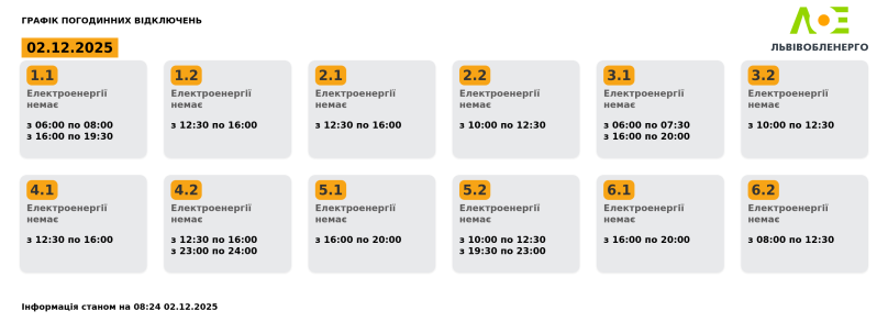 На Львівщині 2 грудня вимикатимуть світло: актуальний графік – 01