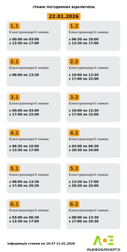На Львівщині 22 січня діятимуть графіки: скільки годин не буде світла – 01