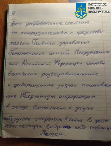 Розписка агентки про співпрацю з ГРУ РФ