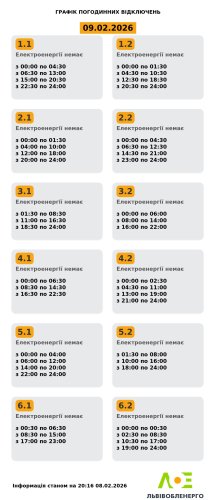 На Львівщині 9 лютого діятимуть графіки відключень: скільки не буде світла – 01