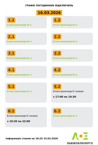 На Львівщині 16 березня вимикатимуть світло: актуальний графік – 01